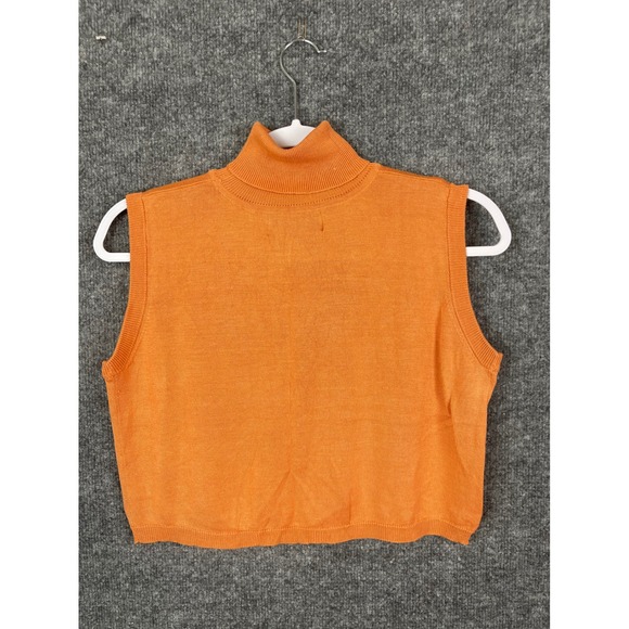 Orvis Sleeveless Turtleneck Sweater Vest Women L/XL Orange Excellent Cropped - Picture 7 of 8